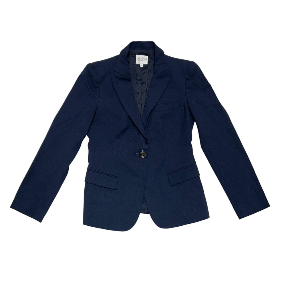 Armani Collezioni Navy Blue Single Button Blazer Jacket Size 6